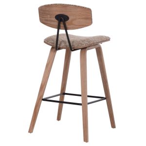 Bar stool with medium height, above HM9984.01, plywood in white - brown fabric, 50x48x90 cm.