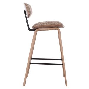 Bar stool with medium height, above HM9984.01, plywood in white - brown fabric, 50x48x90 cm.