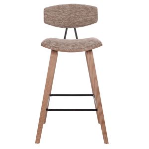 Bar stool with medium height, above HM9984.01, plywood in white - brown fabric, 50x48x90 cm.