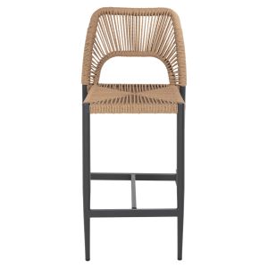 Bar stool with medium height, dark gray aluminum with artificial rattan, beige, 46x58x95cm Hm5920,02