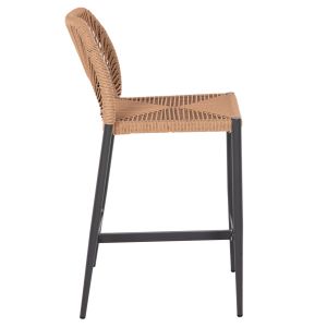Bar stool with medium height, dark gray aluminum with artificial rattan, beige, 46x58x95cm Hm5920,02
