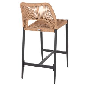 Bar stool with medium height, dark gray aluminum with artificial rattan, beige, 46x58x95cm Hm5920,02
