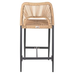 Bar stool with medium height, dark gray aluminum with artificial rattan, beige, 46x58x95cm Hm5920,02