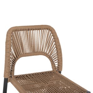 Bar stool with medium height, dark gray aluminum with artificial rattan, beige, 46x58x95cm Hm5920,02