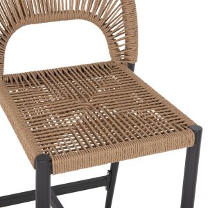 Bar stool with medium height, dark gray aluminum with artificial rattan, beige, 46x58x95cm Hm5920,02