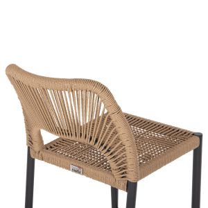 Bar stool with medium height, dark gray aluminum with artificial rattan, beige, 46x58x95cm Hm5920,02