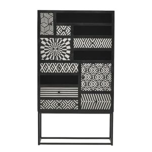 Бар шкаф Black And White Electro мангово дърво 90х35х160cm