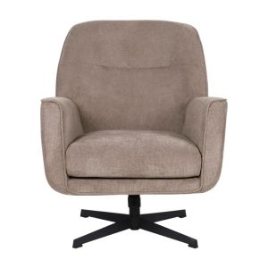 Beige swivel armchair with black metal base Rachel 76x80x91.5cm