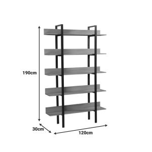 Boderta bookcase in Sonoma-black color 120x30x190cm
