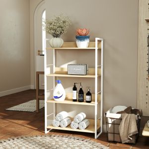 Библиотека Dorfie в естествен цвят с бял метал 70x30x124.5 см