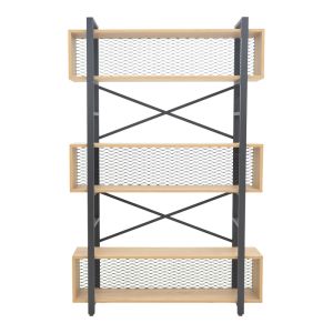Fifer bookcase in oak-black shade 120x28x185cm