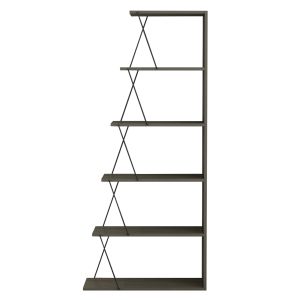 Библиотека Mini Tars, меламин маслиненосив, черни метални пръти, 65x22-24x146hcm Hm2241,13