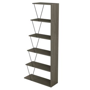 Библиотека Mini Tars, меламин маслиненосив, черни метални пръти, 65x22-24x146hcm Hm2241,13