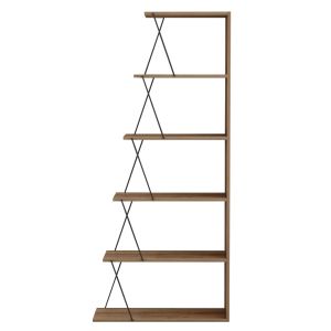 Библиотека Mini Tars, меламин натурален дъб, черни метални пръти, 65x22-24x146hcm Hm2241,14