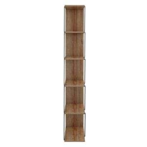 Библиотека Mini Tars, меламин натурален дъб, черни метални пръти, 65x22-24x146hcm Hm2241,14