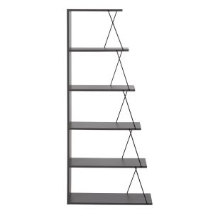 Библиотека Mini Tars, меламин сив, черни метални пръти, 65x22-24x146hcm Hm2241,20