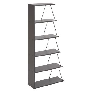 Библиотека Mini Tars, меламин сив, черни метални пръти, 65x22-24x146hcm Hm2241,20