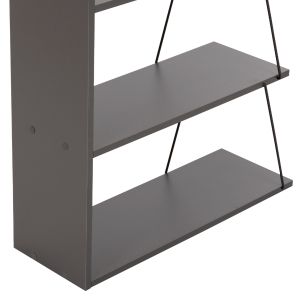 Библиотека Mini Tars, меламин сив, черни метални пръти, 65x22-24x146hcm Hm2241,20