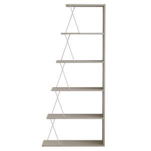 Библиотека Mini Tars, меламин сонома, бели метални пръти, 65x22-24x146hcm Hm2241,11