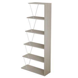Библиотека Mini Tars, меламин сонома, бели метални пръти, 65x22-24x146hcm Hm2241,11