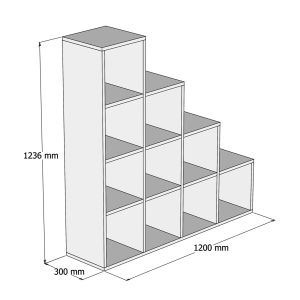 Bookcase Scale melamine white color 120x30x123.6cm Hm9238.11