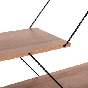 Библиотека Tars, меламин натурален дъб, черни метални пръти, 84x24x157hcm Hm2240,14