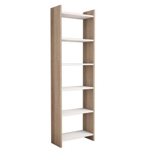 Melamine bookcase Sonoma-white 48.5x22x160cm Hm9226.12