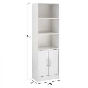 Melamine bookcase, white color, 60x30x180cm Hm2027,05