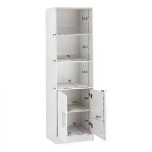 Melamine bookcase, white color, 60x30x180cm Hm2027,05