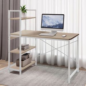 Бюро Bencour с библиотека от Mdf в цвят дъб с бял метал 90x40x73см