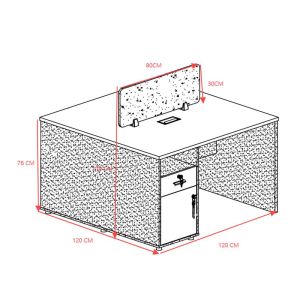 Бюро Dakota за 2 души в цвят орех-антрацит 120x120x76см