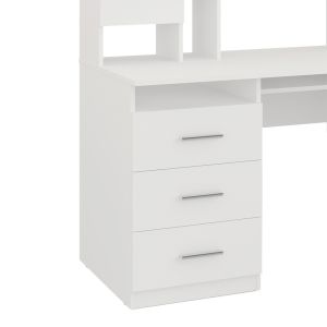 Бюро Keldra с чекмеджета и шкафове в бял цвят 140x59.8x142.2см