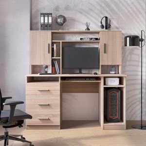 Бюро Keldra с чекмеджета и шкафове в цвят сонома 140x59.8x142.2см