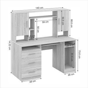 Бюро Keldra с чекмеджета и шкафове в цвят сонома 140x59.8x142.2см