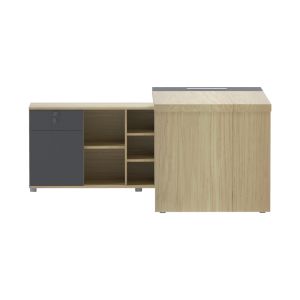Desk Lotus left corner in natural anthracite color 160x160x75cm