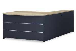 Desk Lotus reversible oak-dark gray 180x160x75cm