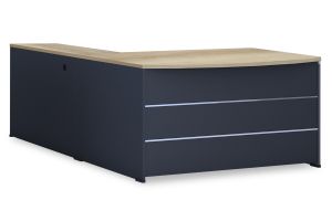 Desk Lotus reversible oak-dark gray 180x160x75cm