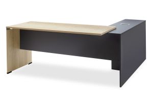 Desk Lotus reversible oak-dark gray 180x160x75cm