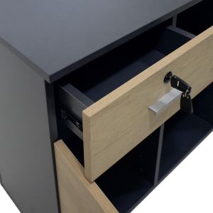 Desk Lotus reversible oak-dark gray 180x160x75cm