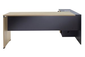 Desk Lotus reversible oak-dark gray 180x160x75cm