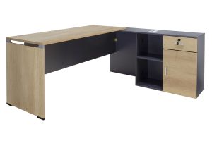 Desk Lotus reversible oak-dark gray 180x160x75cm