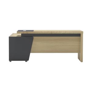 Lotus desk with right corner in natural anthracite color 160x160x75cm