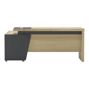 Lotus desk with right corner in natural anthracite color 180x180x75cm