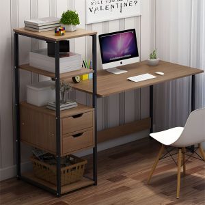 Mood desk with shelf Mdf walnut-black 107x40x110cm