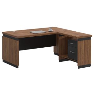 Oscar desk reversible walnut/charcoal 180x170x76cm
