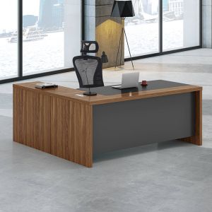 Oscar reversible desk walnut/charcoal 200x188.6x76cm