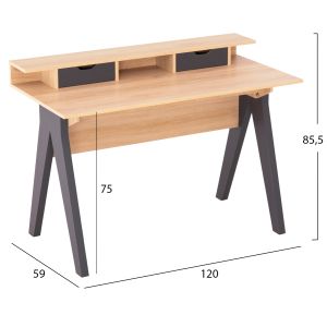 Desk Rexin Hm18290 melamine in Sonama-gray color 120x19-59x75-85.5hcm..