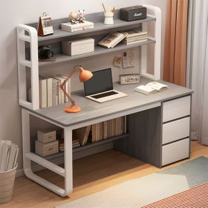 Soco desk with shelf MDF in gray-white 120x50x147cm