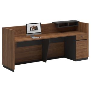 Reception desk Oscar in walnut and anthracite 180x65x76cm