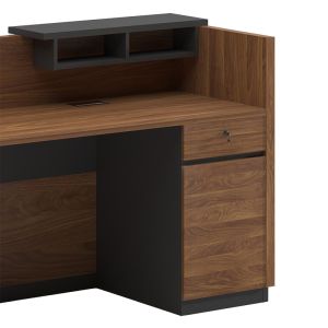 Reception desk Oscar in walnut and anthracite 180x65x76cm